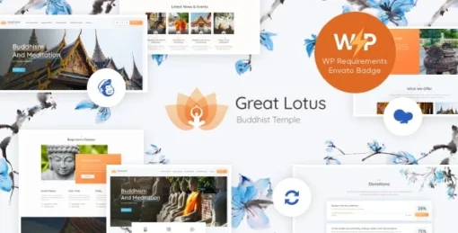 Great Lotus Oriental Buddhist Temple WordPress Theme
