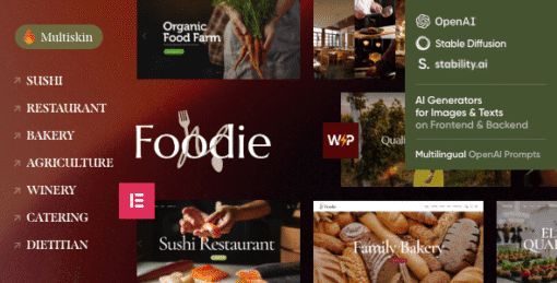 Foodie - Food & Wine Elementor Multiskin WordPress Theme