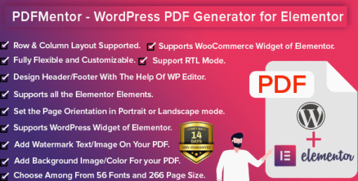 PDFMentor Pro - WordPress PDF Generator for Elementor