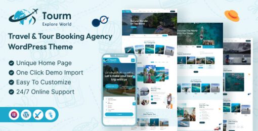 Tourm - Travel & Tour Booking Agency WordPress Theme