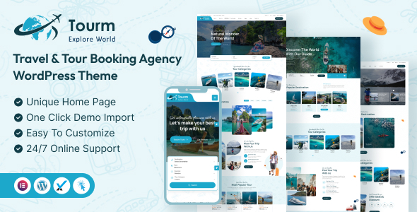 Tourm - Travel & Tour Booking Agency WordPress Theme