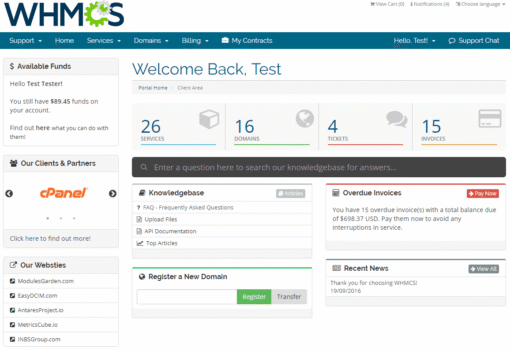 WHMCS Client Area for WordPress by WHMpress